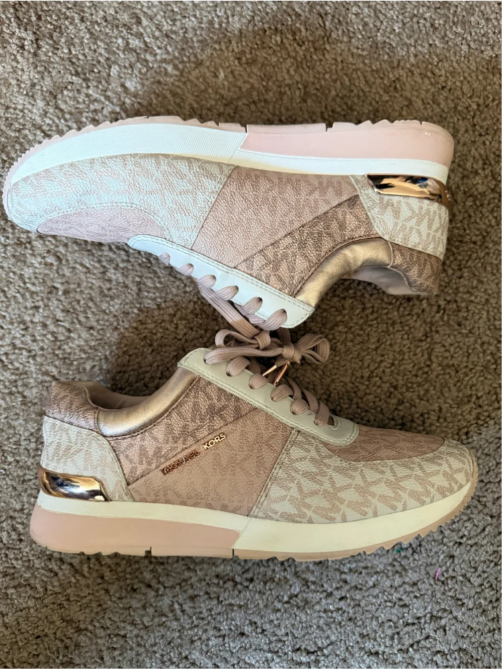 Women's Michael Kors Allie Sneakers in Pink and Rose Gold